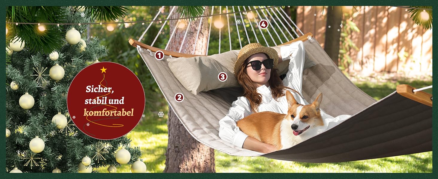 Гамак для двох Bathonly, 3 м, двобокий, джинсовий, до 204 кг