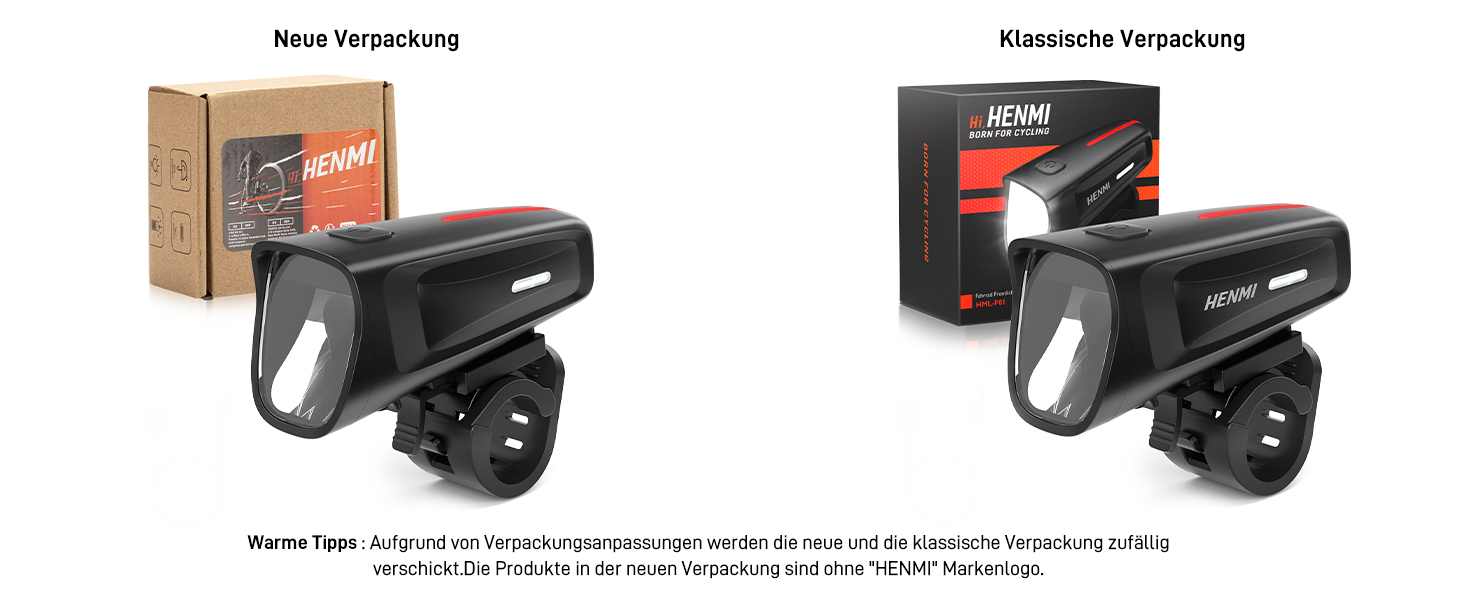 LED фара для велосипеда Henmi, StVZO сертифікована, USB зарядка, 2 режими освітлення, IPX5 водонепроникність, 100 люкс