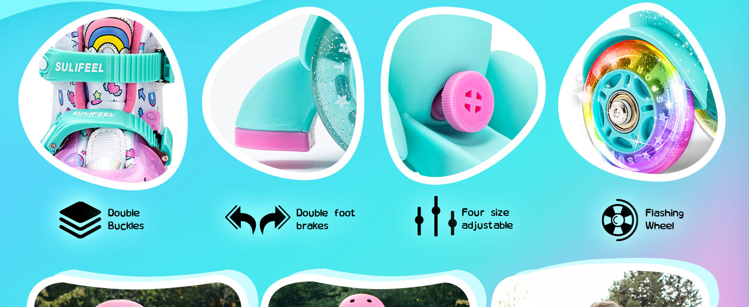 Дитячі ролики SULIFEEL з підсвічуванням для дівчаток та хлопчиків, регульовані, баланс, для початківців, розмір S (29-32 EU)