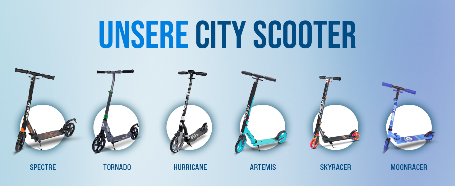 Скутер Apollo Phantom Pro City з LED-підсвіткою - розкладний, регульований по висоті, для дорослих, дітей та підлітків