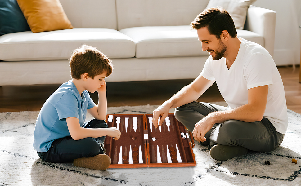 Набір шашок Cbilzxer Backgammon, 45х30 см, з кейсом з екошкіри, для дорослих та сім'ї