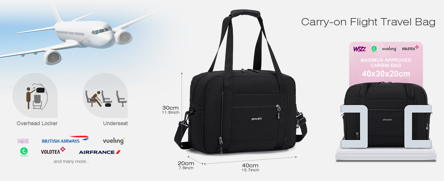 Спортивна сумка-рюкзак SPAHER 40x30x20 для ручної поклажі Wizzair/Vueling (сіро-чорна)