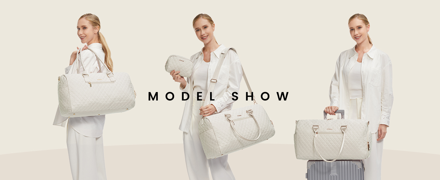 LOVEVOOK Дорожня спортивна сумка 45L для жінок, водонепроникна сумка для подорожей, пологового будинку, з косметичкою, відділенням для взуття та вологих речей, ручна поклажа для залу, літака, беж