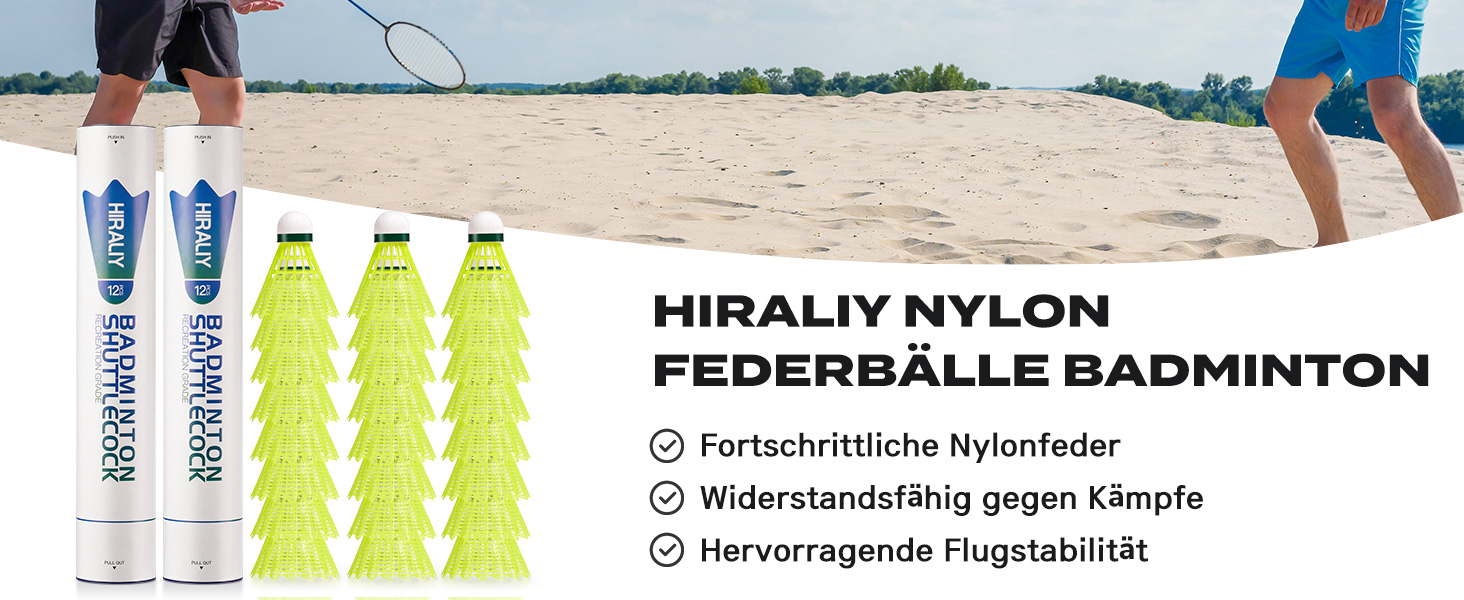 Волан для бадмінтону HIRALIY нейлон, 12/24 шт., висока швидкість, для тренувань та гри в приміщенні/на вулиці, для молоді
