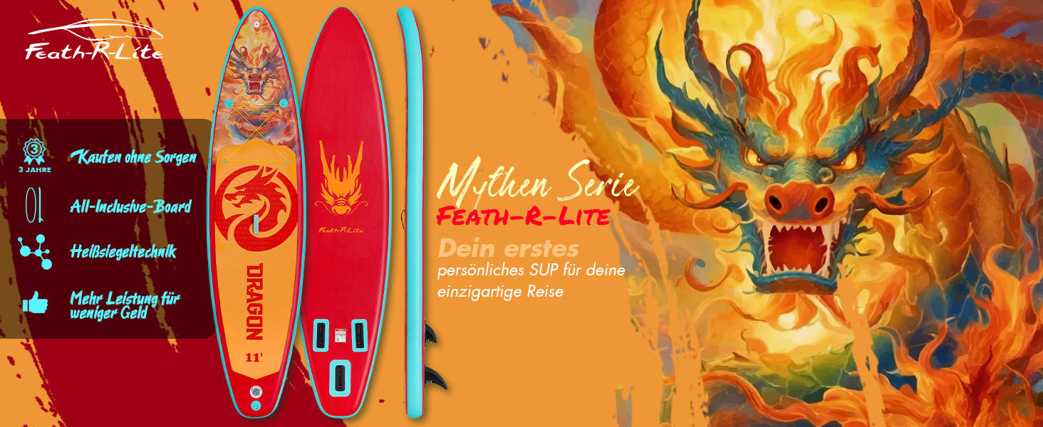 SUP дошка FEATH-R-LITE надувна з насосом, рюкзаком та лішем для дорослих