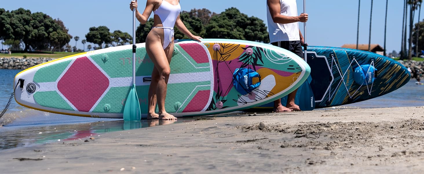 SUP дошка надувна для дорослих та підлітків, чорно-біла: комплект з насосом та сумкою для зберігання