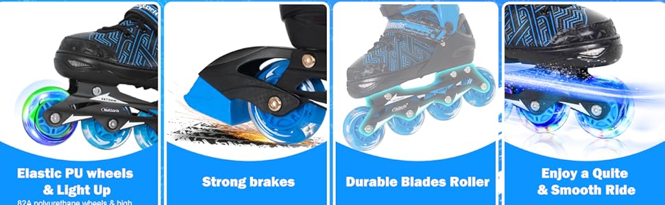 Роликові ковзани Nattork для хлопчиків з підсвічуванням, розмір 32-36, чорні