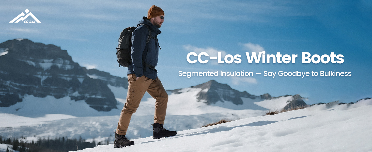 Чоловічі зимові черевики CC-Los водонепроникні | Зимові черевики для ходьби та снігу | Розміри 40-48 | Чорний, сірий