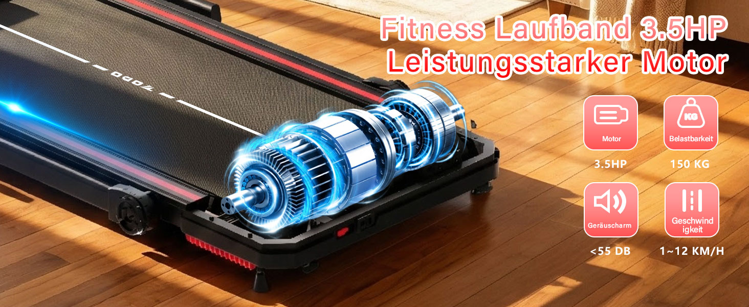 Тренажер для дому Laufband з нахилом 10%, швидкості 1-12 км/год, складний Walking Pad, 3.5HP, з Bluetooth-динаміком, 12 програм, APP та LED-дисплеєм (Чорний)