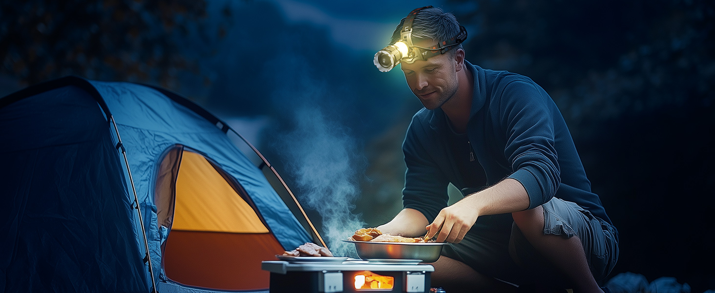 Налобний ліхтар LED акумуляторний, супер яскравий 100000 лм, з датчиком, 9000 мАг, 5 режимів, IP65 водонепроникний, регульований на 90°, для кемпінгу, риболовлі та активного відпочинку