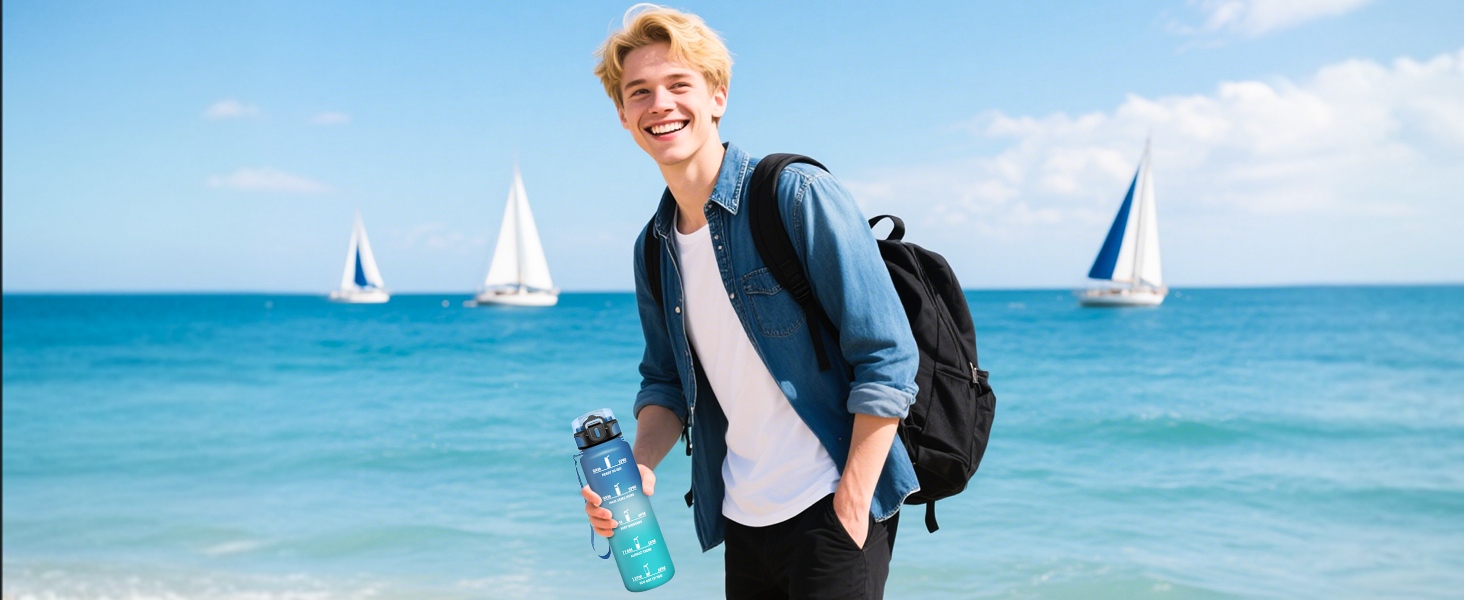 Фляга для води HoneyHolly 1л з фільтром, з маркуванням часу, чорно-червона, для спорту, вело, йоги, активного відпочинку