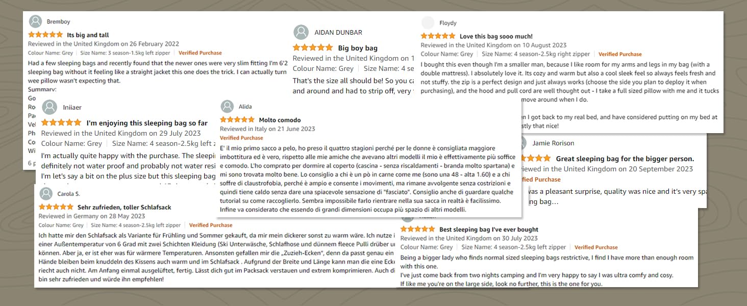 Спальний мішок BISINNA XXL для великих дорослих, 3-4 сезони, зимовий, теплий, для кемпінгу, сірий, 1.5 кг, блискавка справа