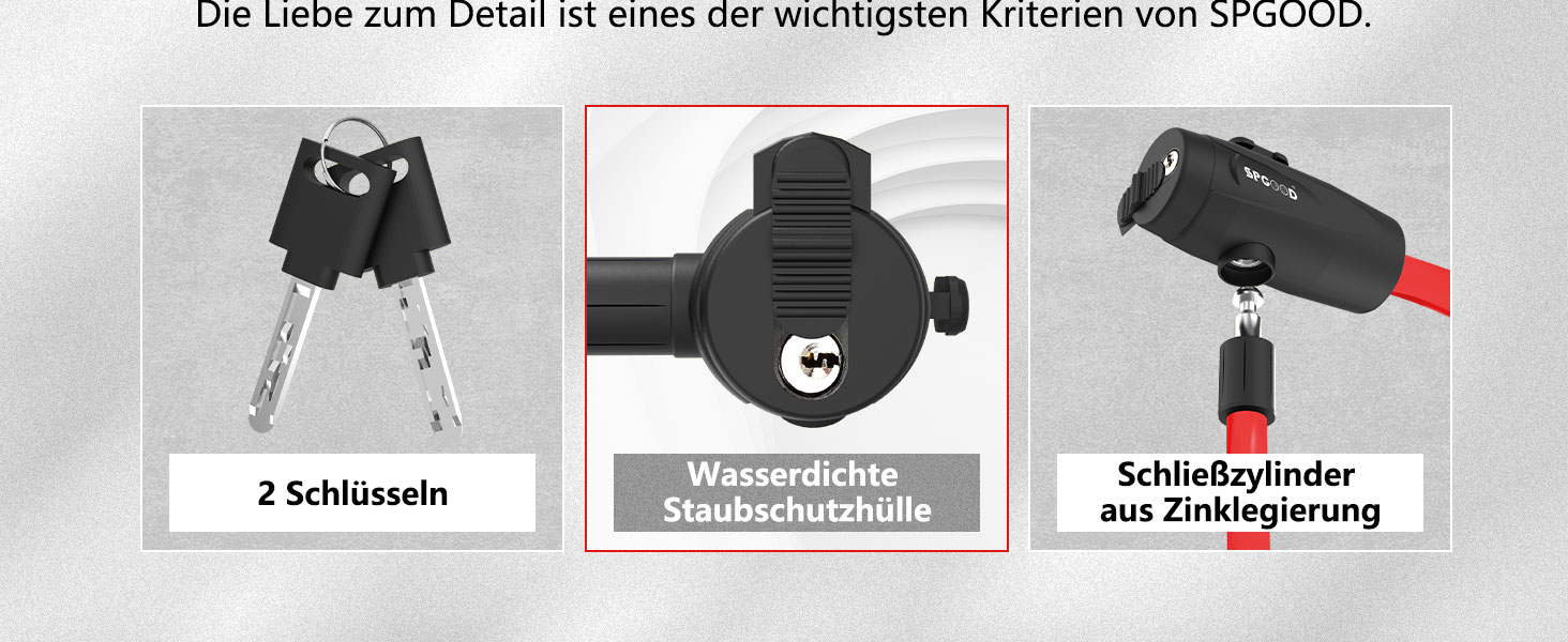 Замок для велосипеда 120см/12мм, високий рівень безпеки, кабельне spiralkabelschloss, 2 ключі, захист від крадіжки для велосипеда, триколісного велосипеда, мотоцикла, скутера (червоний)