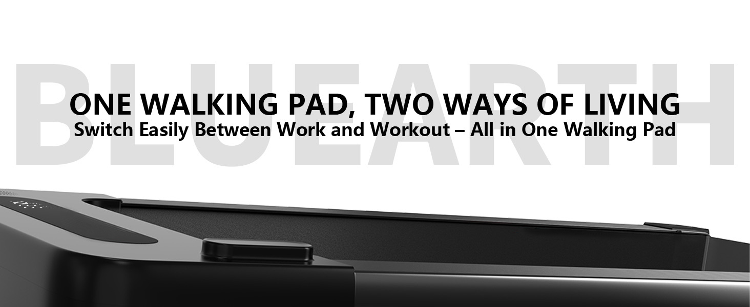 Bluearth Walking Pad - Бігова доріжка для ходьби з автоматичним нахилом 10%, для дому та офісу, з додатком, підтримкою Live-курсів, до 150 кг, 2.5 к.с., чорна