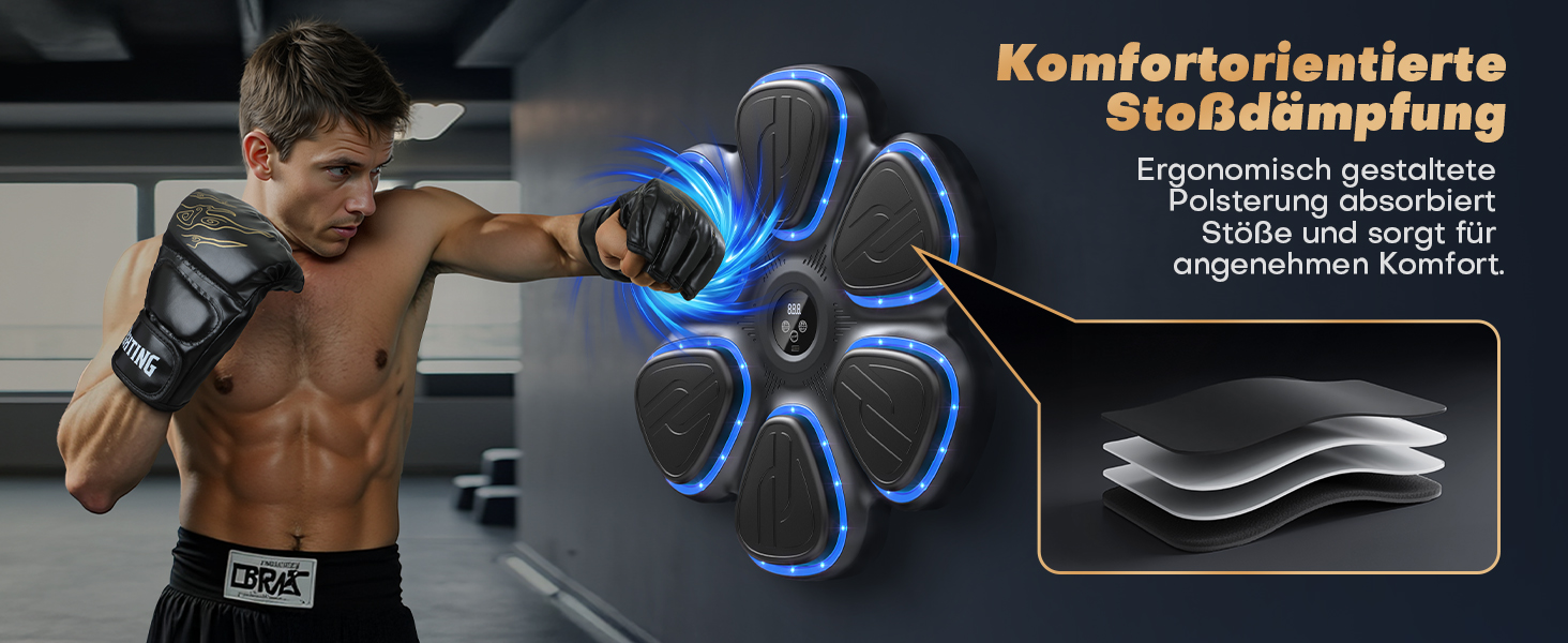 Музична боксерська машина BESSERITE з підсвіткою та рукавичками, для дорослих та підлітків