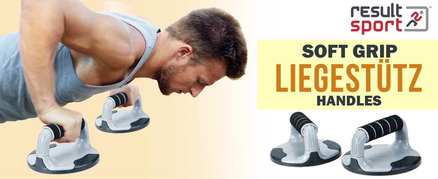 Стойка для віджимань ResultSport Power-Push-Up з м'якими ручками (чорний) для чоловіків та жінок, тренування грудей