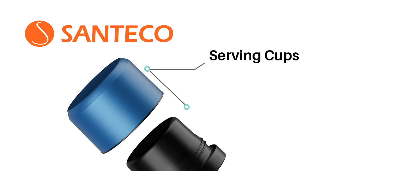 Термос SANTECO з нержавіючої сталі 1л/500мл, герметичний ізольований з чашкою для напоїв, для кави, чаю, дітей, спорту, BPA-free, 24 год холод/12 год гаряче
