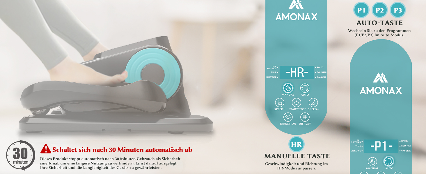 Електричний еліптичний тренажер Amonax, міні крос-тренажер для дому, сидячий велотренажер для літніх людей, кардіо тренажер під стіл, чорний Pro