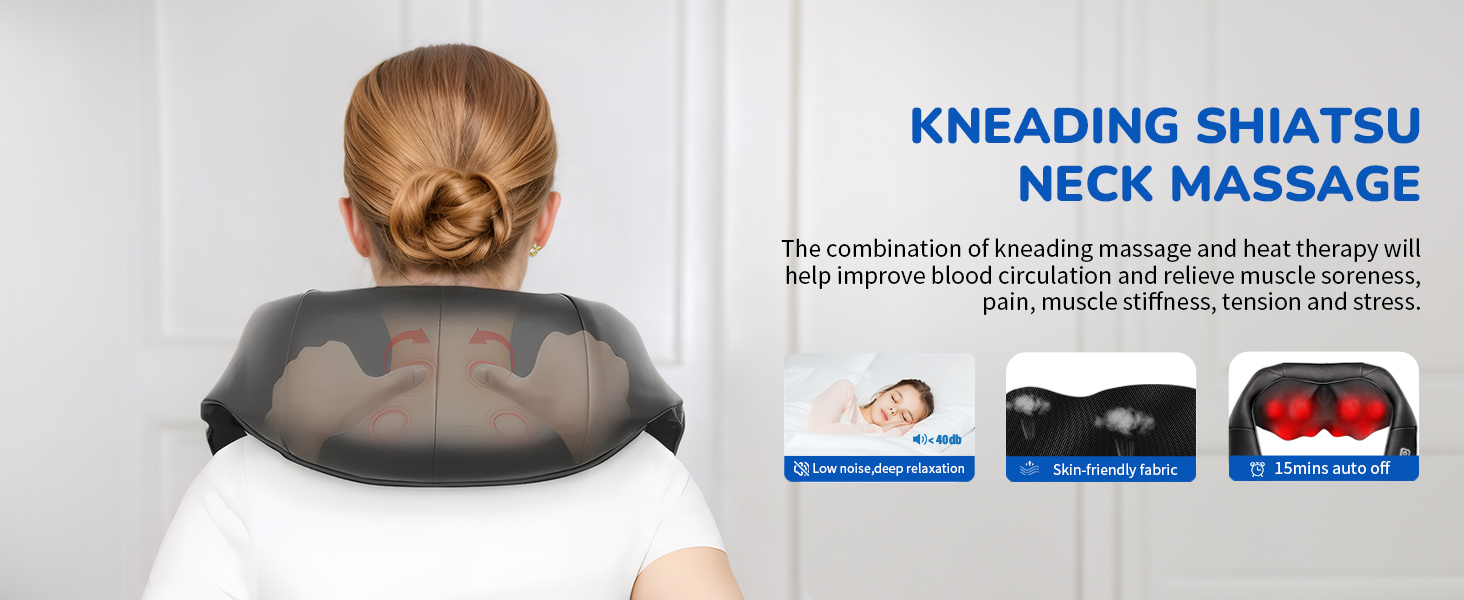 Масажер для шиї та спини Cotsoco, бездротовий, з підігрівом, 3D масаж, для жінок та чоловіків