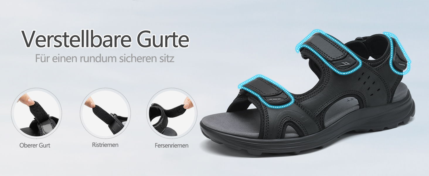 Чоловічі сандалі FLARUT для туризму та відпочинку на природі. Легкі сандалі з натуральної шкіри, чорного кольору, розмір 40 EU. Ідеальні для літа та активного відпочинку.