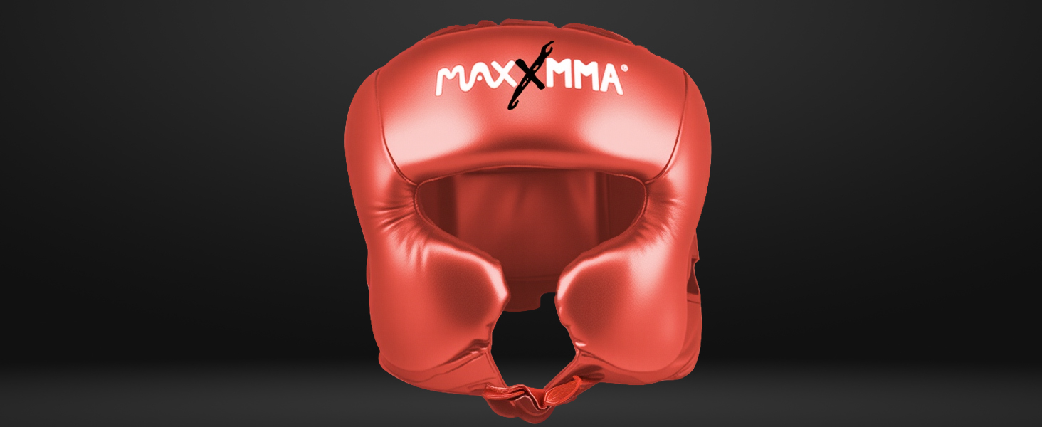 Захист для голови MaxxMMA L/XL для боксу, ММА, кікбоксингу, карате, тхеквондо (червоний)