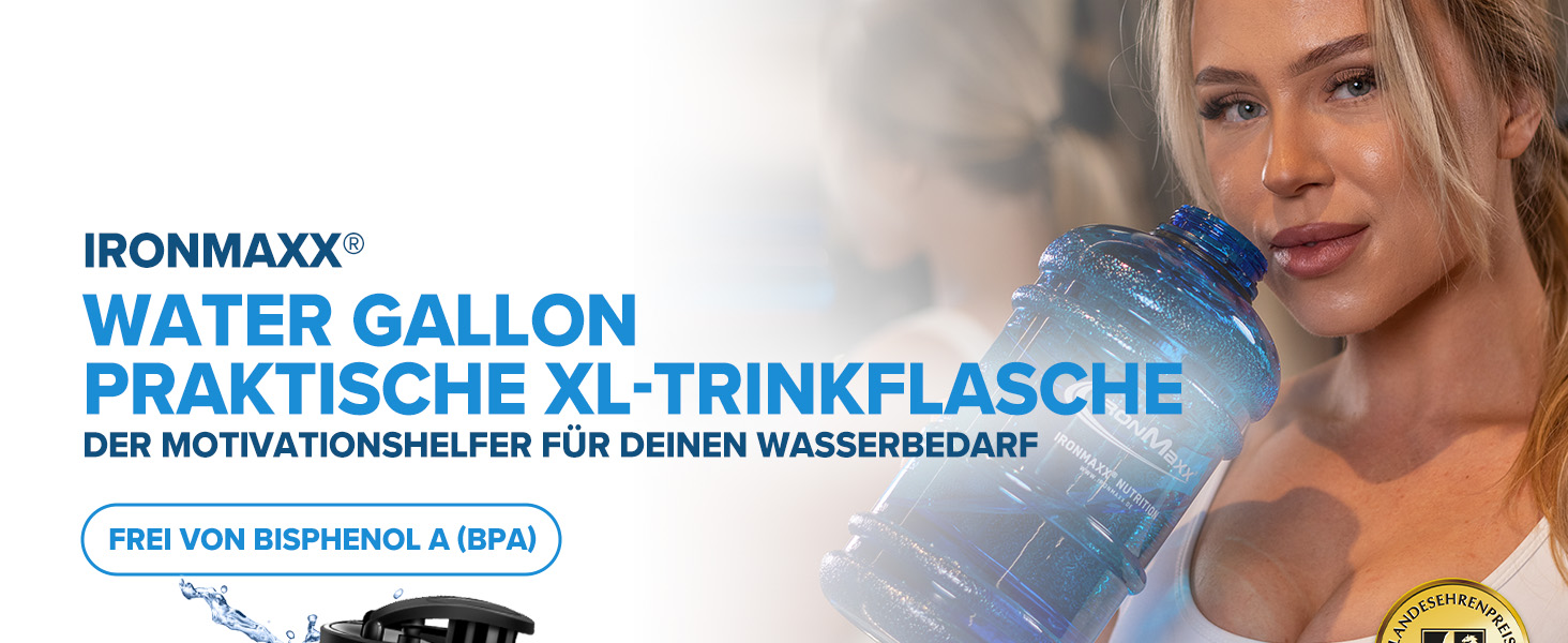 Фляга для води IronMaxx 2200 мл, Frosted Blue (блакитний) | Без BPA та DEHP | З мірною шкалою, не протікає | Різні кольори