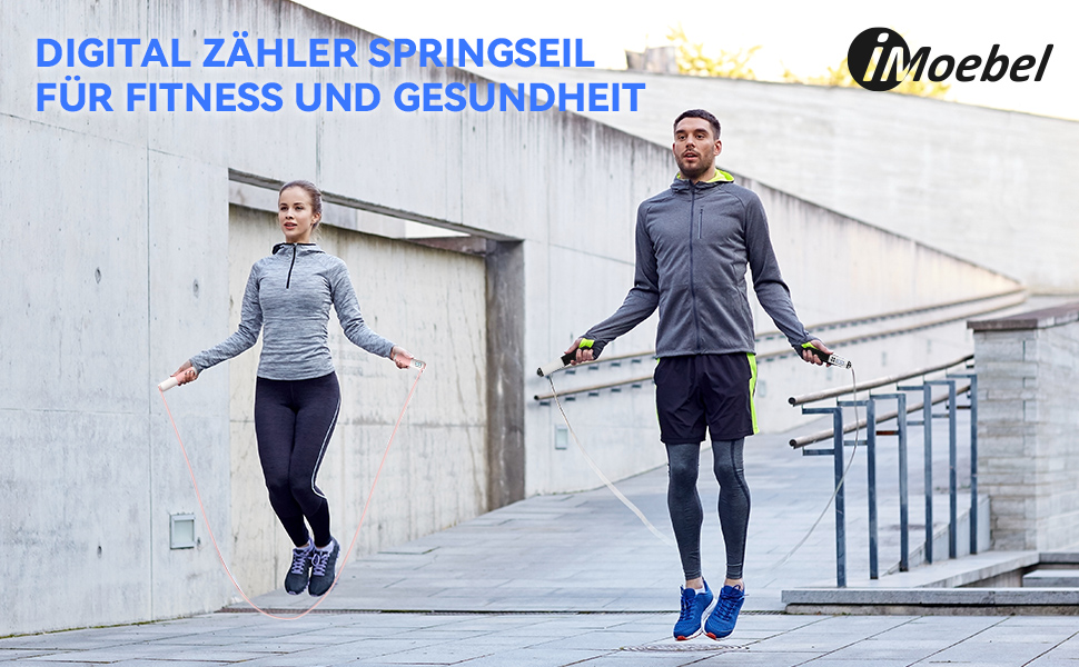 Стрибкове канат iMoebel з лічильником, регульований, швидкозмінний, сталевий трос, антиковзні ручки, підрахунок калорій, таймер для фітнесу, боксу, схуднення, кросфіту, рожево-білий