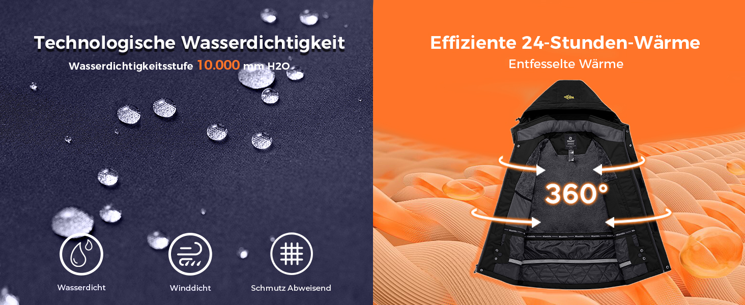 Чоловіча гірськолижна куртка Wantdo з флісовою підкладкою, водонепроникна та дихаюча, блакитна з гірським малюнком