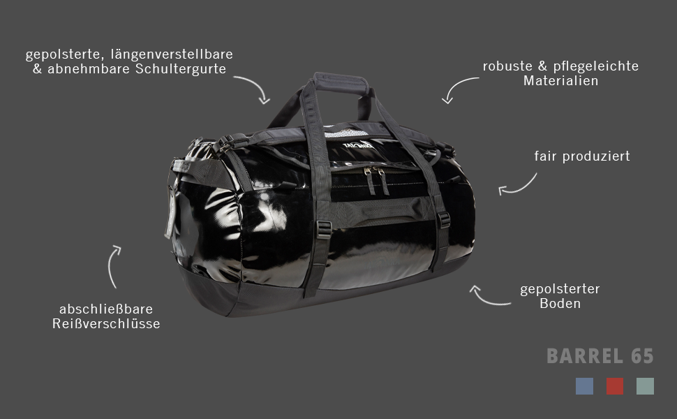 Сумка-рюкзак Tatonka Barrel 65 л, чорна, водонепроникна, з замком