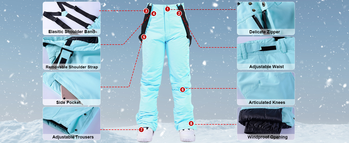 Жіночий комплект гірськолижний (куртка та штани) ALSOGO, чорний, 2XL, водонепроникність 10.000 мм, тепла зимова куртка з капюшоном, для катання на лижах та сноуборді