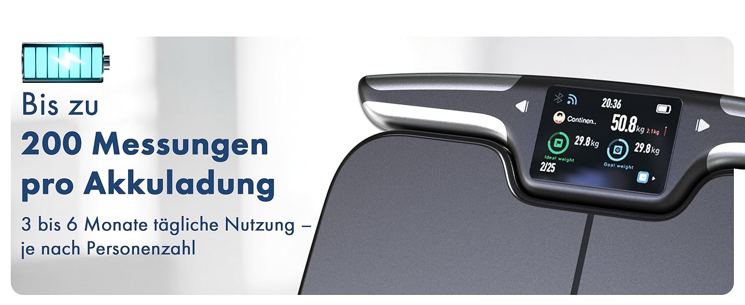 Інтелектуальна вага з аналізом складу тіла - WiFi та Bluetooth, TFT LCD дисплей, вимірювання жиру, м'язової маси, крокомір, акумулятор 800 mAh, сенсори для аналізу тіла