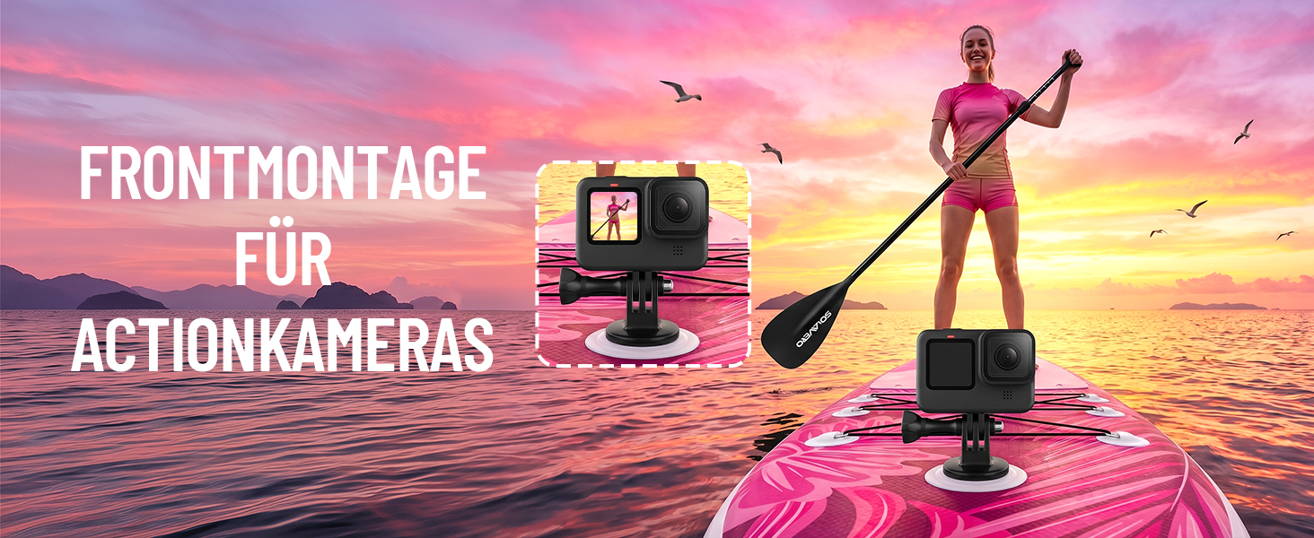SUP дошка Solavero надувна з комплектом, 323x83x15 см, до 200 кг, рожевий джунглі - для початківців та сімей