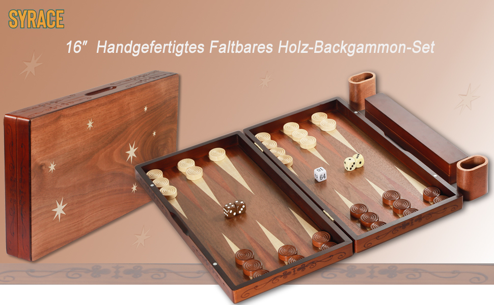 Набір для гри в шашки та бейсбол Syrace Holz з дерев'яним кейсом, класична стратегічна гра для дорослих та дітей (Stern Upgrade)