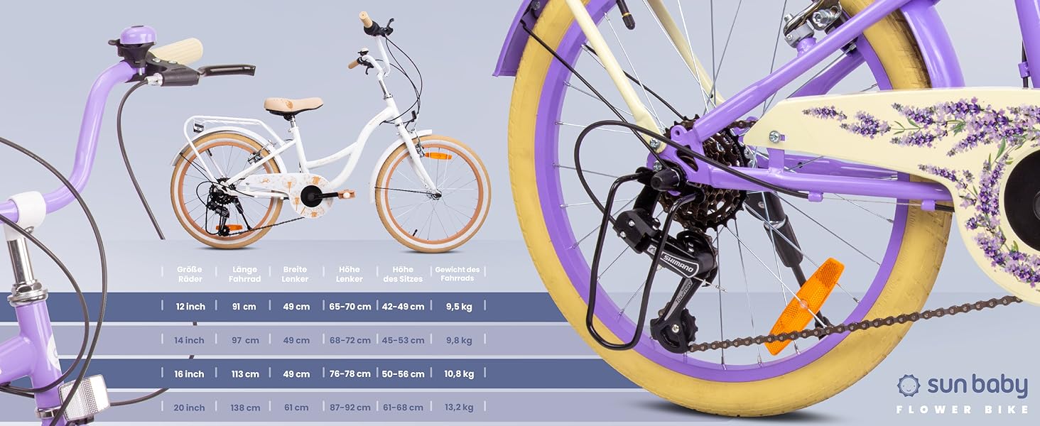 Велосипед Sun Baby Flower Bike 20, 6-шв. Shimano, для дівчинки 6-10 р.