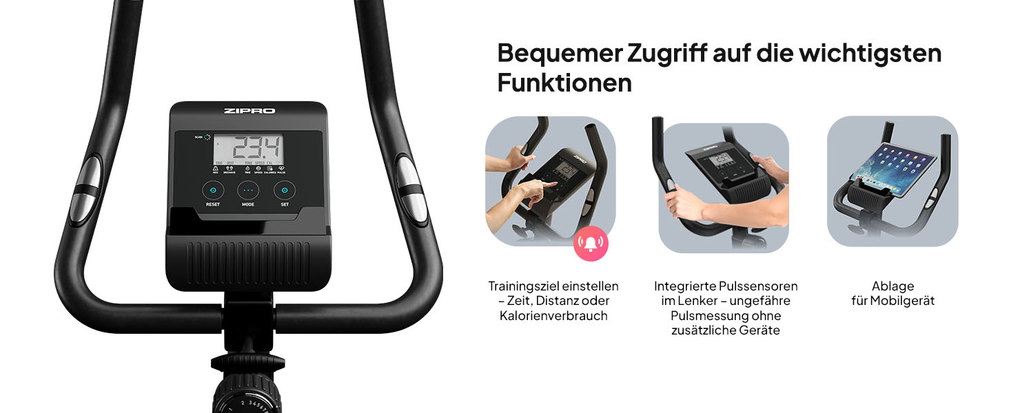 Zipro Heimtrainer Fahrrad Boost: велотренажер для дому, фітнес-велосипед, магнітний велотренажер до 120 кг, індоор байк