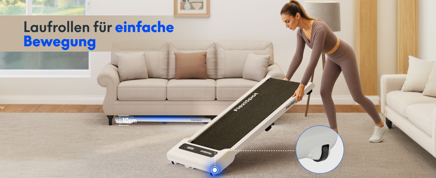 Тренажер для ходьби FlexiSpot Walking Pad 4 в 1 для дому та офісу, тихий біговий килимок з пультом та LED дисплеєм (Basic, White)