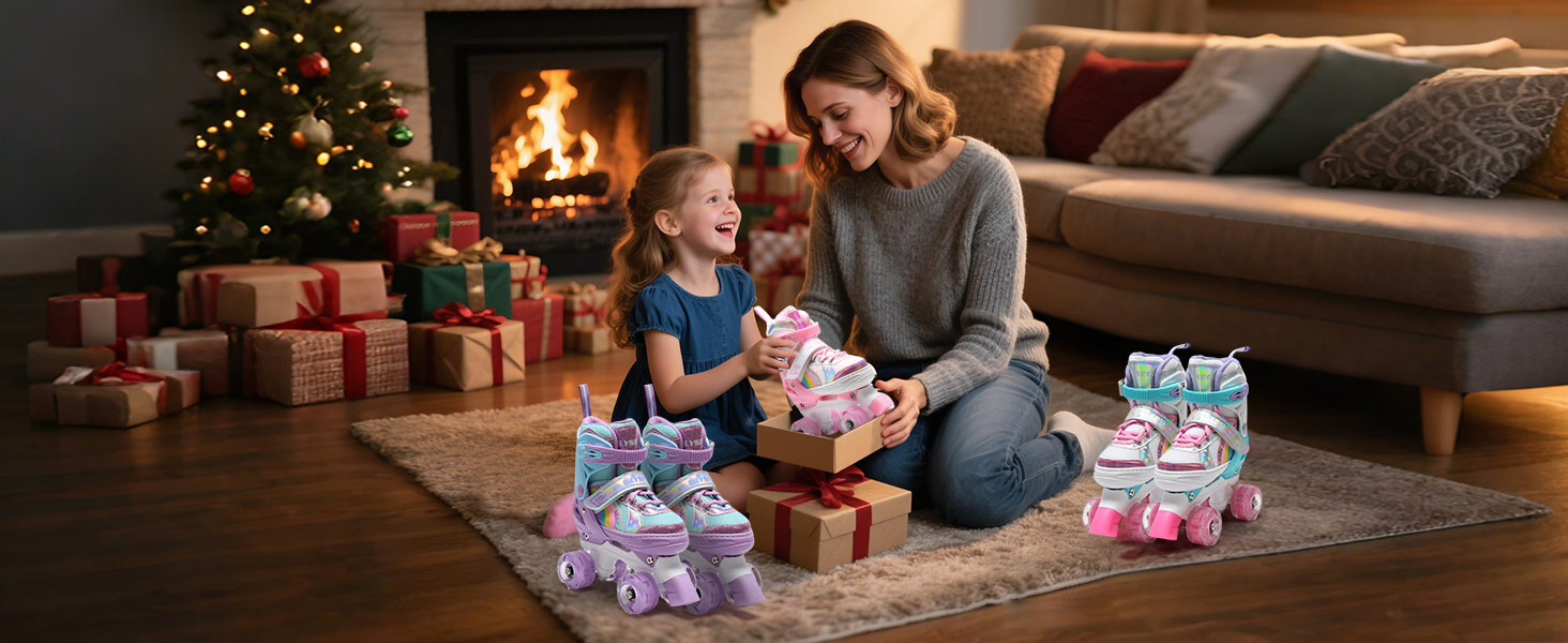 Дитячі ролики для катання, ролики для дівчаток та хлопчиків, регульовані, з LED, фіолетові, з сумкою для зберігання
