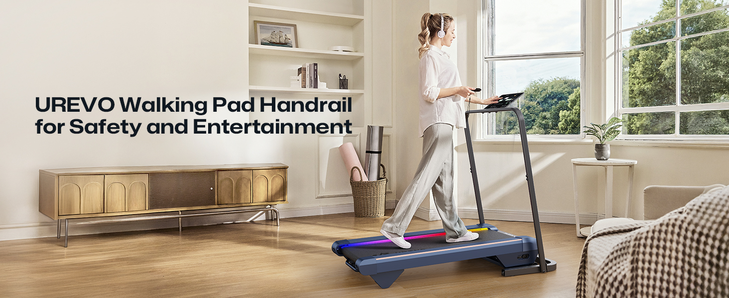 UREVO Smart Walking Pad: компактний біговий килимок під стіл з двома амортизаторами, додаток для фітнесу з аналітикою та режимом MIIT, керування пультом або додатком для дому/офісу (чорний)