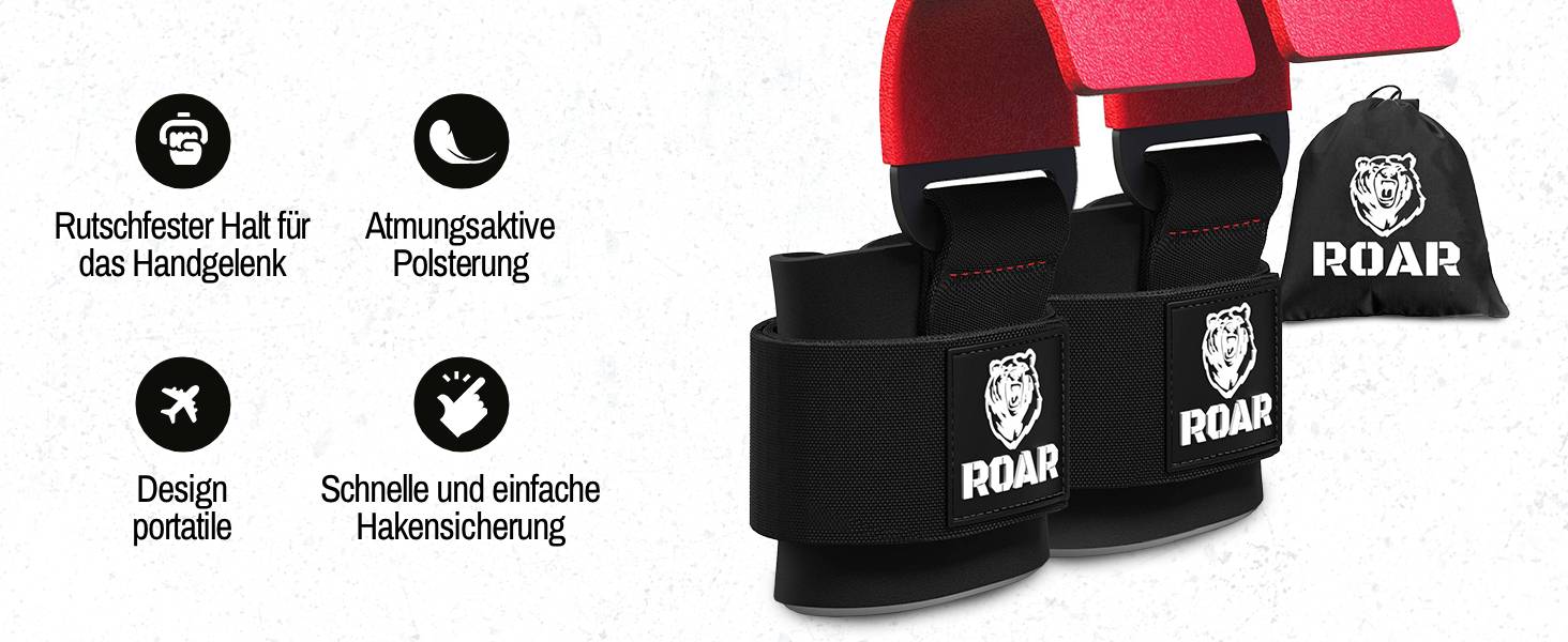 Ремінь для важкої атлетики Roar®: підтримка зап'ястя, для кросфіту, бодібілдингу, ремені для підйому тягарів, червоний