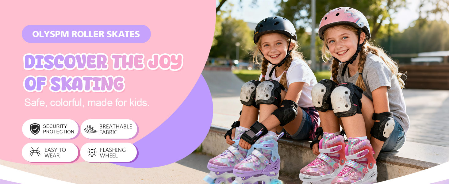 Ролики для дітей дівчаток з блискучими сердечками та світлодіодними колесами, 4-разово регульовані, ролики для початківців, ідеальний подарунок на день народження або Різдво, фіолетовий