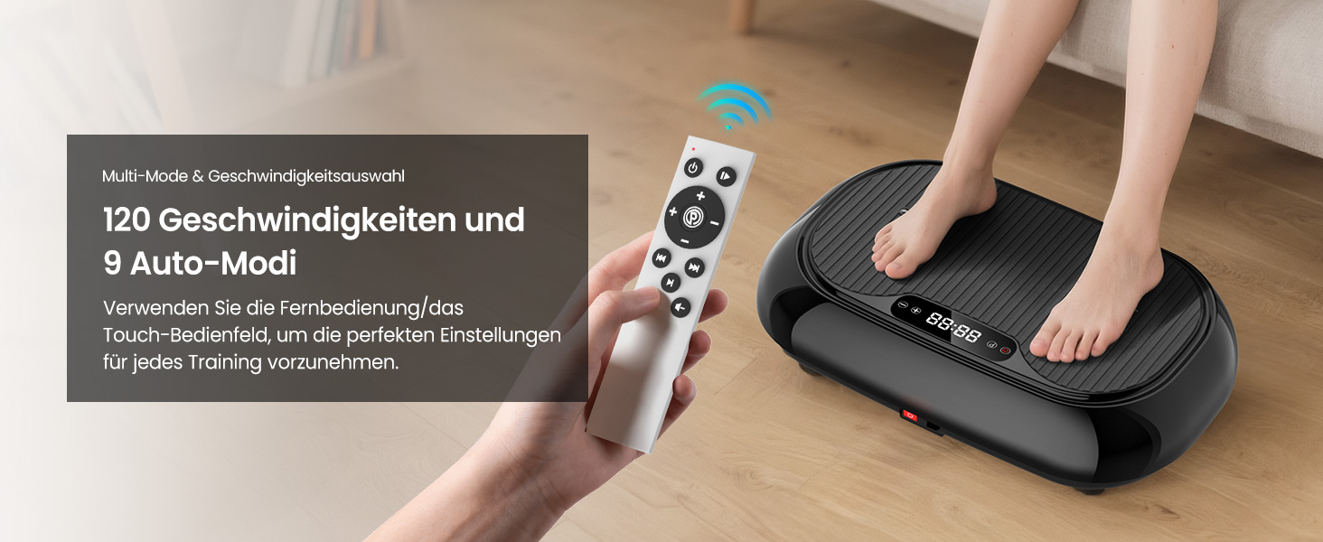 Вібраційна платформа для дому Sport з 9 режимами, 120 інтенсивностей, 4 еластичними гумками, до 150 кг, Bluetooth, пульт ДУ - для домашніх тренувань