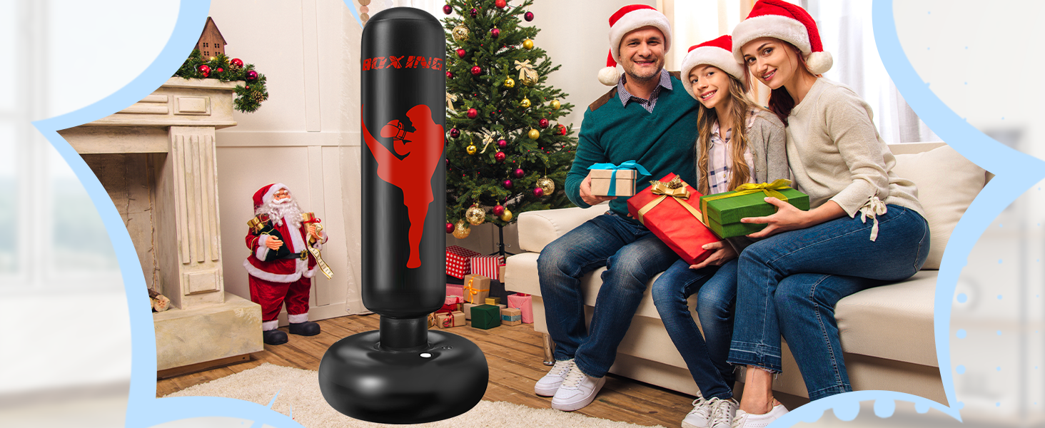 Боксерський мішок дитячий Ninonly 160 см з рукавичками та насосом - стійкий боксерський мішок для дому, вулиці, спортзалу для хлопчиків та дівчаток (чорний)