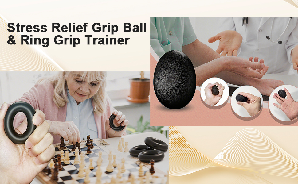 Набір для тренування рук Aurivee (6 шт.) - тренажер сили хвата, п'ятипальцевий тренажер, кільце для тренувань та м'яч для зняття стресу з сумкою