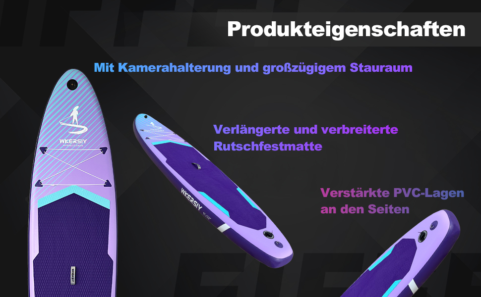 Надувний SUP Борд Allround 335см – Стабільний комплект Stand Up Paddle Board для початківців та професіоналів – Яскраве вейборд для йоги, риболовлі та відпочинку (Фіолетовий)