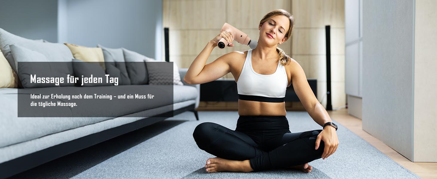 Масажер для м'язів з підігрівом, електричний масажний пістолет з LED-екраном, 20 швидкостей, 10 насадок, сумка, тихий (рожевий)