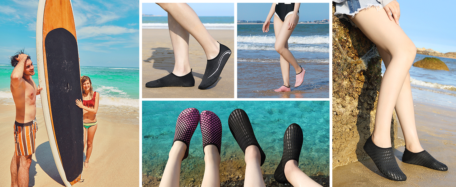 Водні черевики Sixspace для чоловіків та жінок. Дихаючі плавальні черевики для пляжу, дайвінгу, йоги та спортзалу. Розміри 34-47. Чорний.
