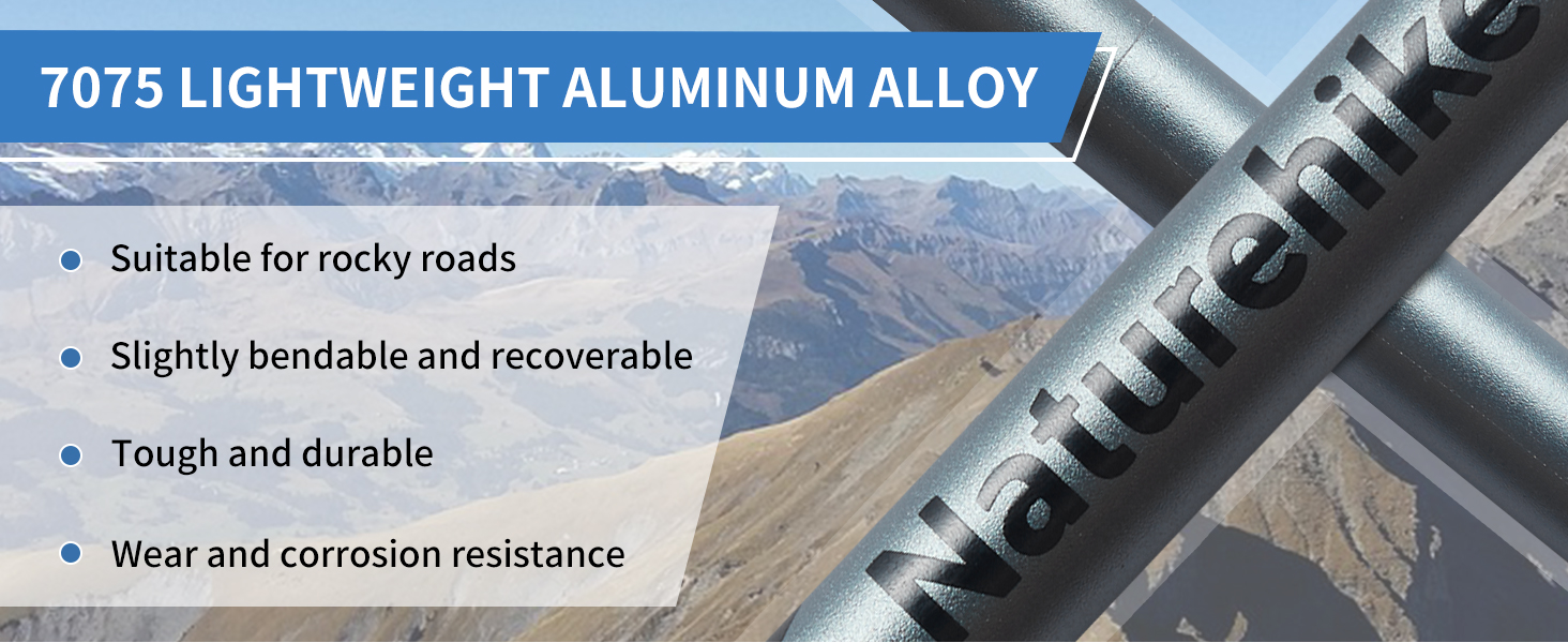 Трекінгові палиці Naturehike Ultraleicht - легкі складані палиці для піших прогулянок та трекінгу (115-135 см, алюміній 7075, чорний)