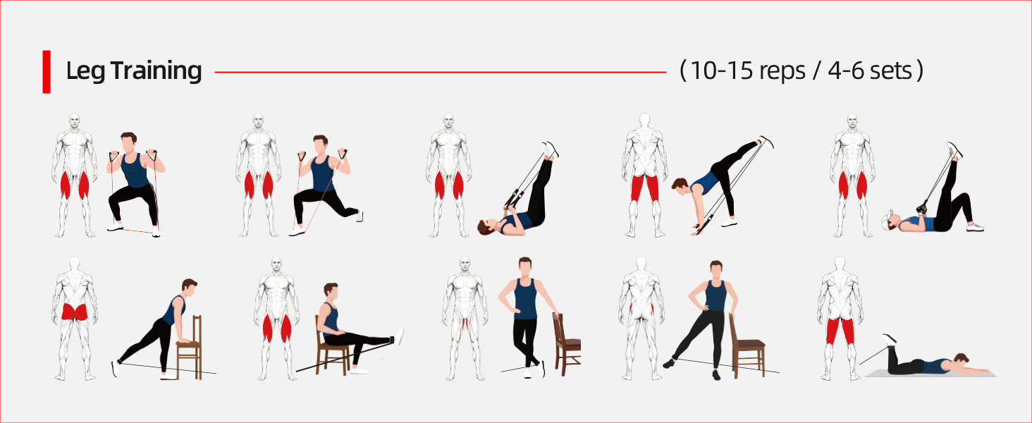 Набір еластичних стрічок Abahub для фітнесу: повне обладнання для тренувань вдома (100LB)