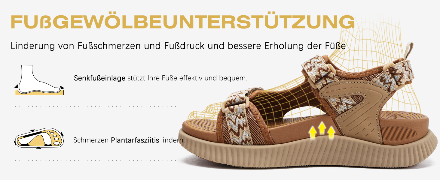 Жіночі трекінгові сандалії KuaiLu: зручні, ортопедичні, для туризму та відпочинку на природі. Легкі, з регульованою застібкою-липучкою, для літа, підходить при фасціїтісу. Колір: бежевий, розмір 39 EU.