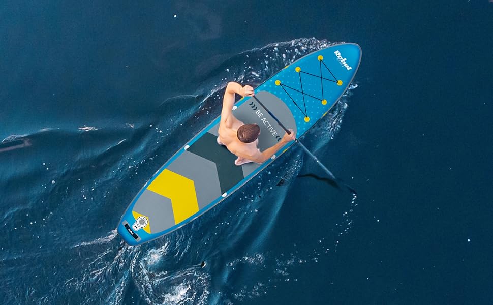 SUP дошка Rebel Electro Brett 350 см з насосом, веслом та рюкзаком (RBA-4501-BL) - надувна, Drop-Stitch